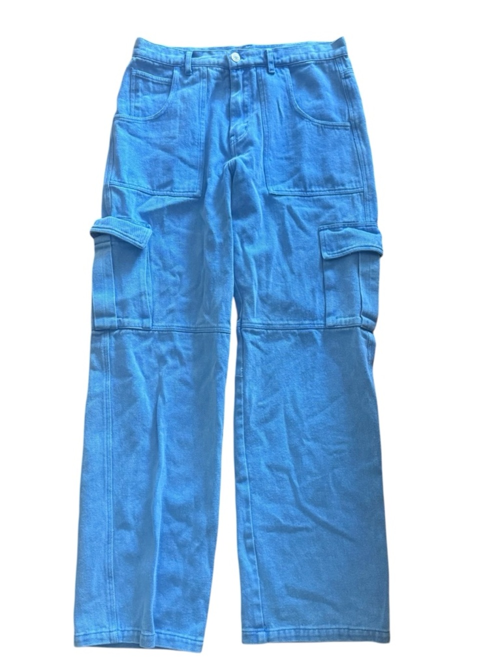 GeeGee Blue Utility Cargo Pants, Size Medium, Cotton Pants, Casual